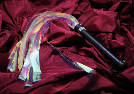 Rainbow flogger in shiny and transparent pvc